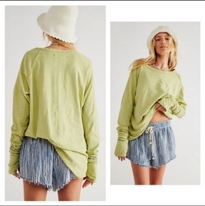 NWT FREE PEOPLE We The Free ARDEN Longsleeve Tee Green